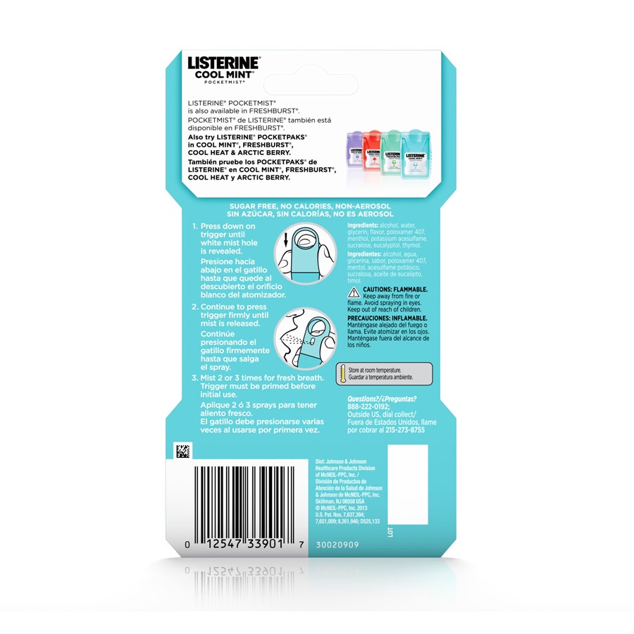 Xịt thơm miệng Listerine Cool Mint Pocketmist của Mỹ