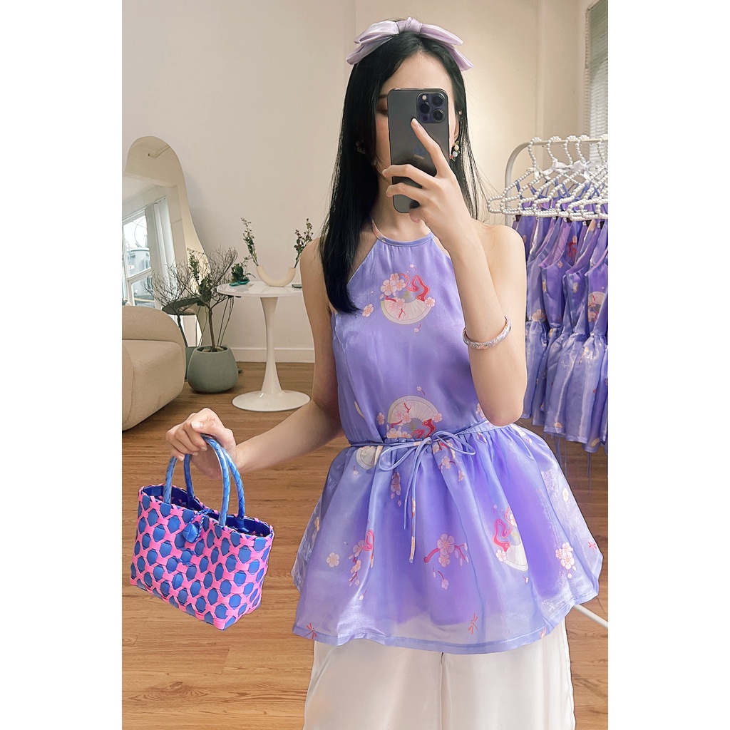 Sumire Store Áo yếm xòe organza Nhạc Hoa - Tím