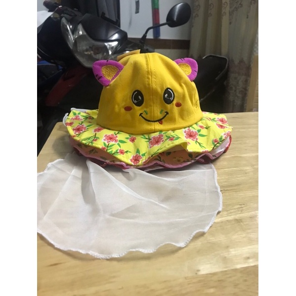 Nón bèo PKC có khăn voan che bụi cho bé dưới 18 tháng