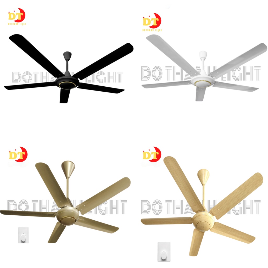 Quạt trần đơn giản dân dụng hiện đại êm gió thoáng mát điều khiển hộp số cánh thép DHQ