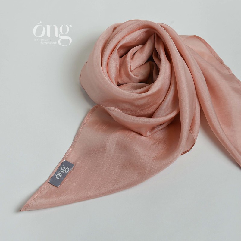 Khăn lụa vuông 100% lụa tơ tằm tự nhiên màu Hồng - Óng Silk