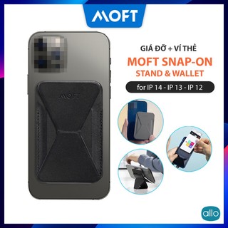 MOFT Snap-On Night Black Giá Đỡ + Ví Thẻ, Tích Hợp MagSafe Từ Tính, Ngăn Để 3 Thẻ Card, Dùng Cho IP 14/13/12
