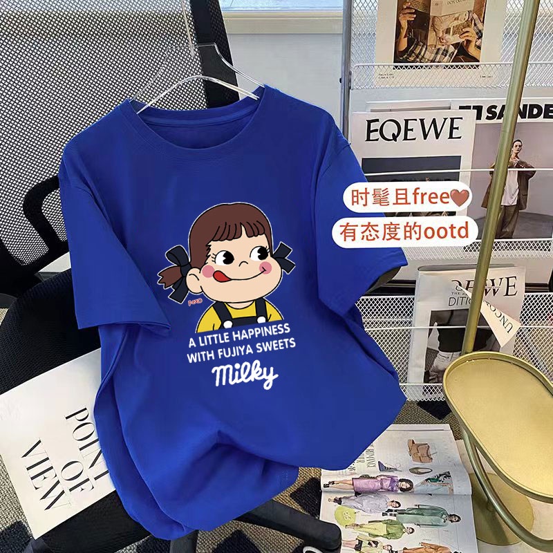 Áo thun FASHMILY 100% cotton tay ngắn cổ tròn dáng rộng phong cách thời trang Hàn Quốc hàng mới 2023