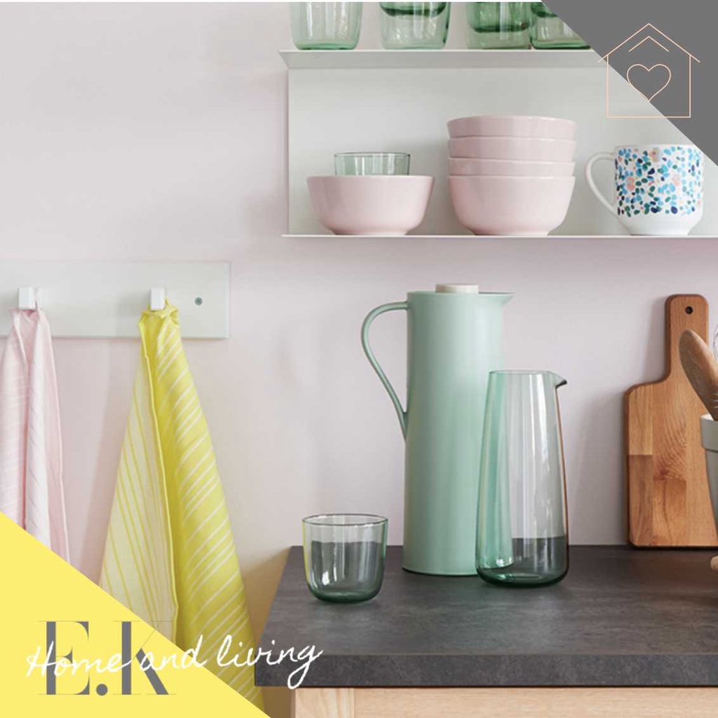 Bình Phích Giữ Nhiệt màu xanh BEHOVD - IKEA 1 Lit, lõi thuỷ tinh tráng bạc, E.K HOME AND LIVING