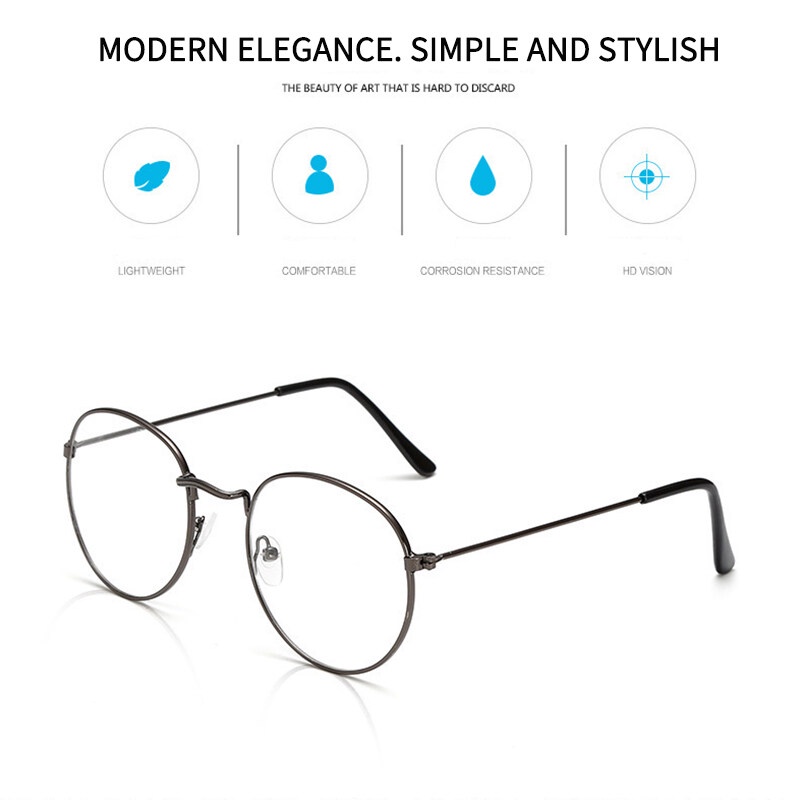 Kính Đọc Sách Gọng Tròn Bằng Kim Loại Phong Cách Vintage Cho Nam Và Nữ