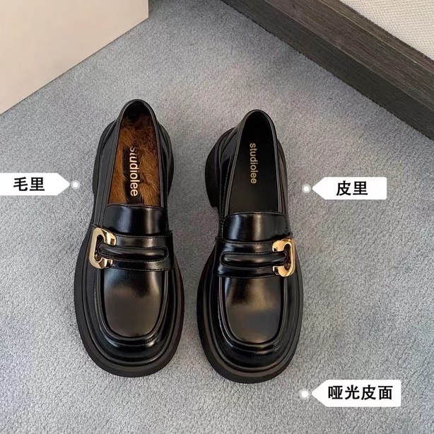 Giày Lười Da Đế Dày Màu Đen Thời Trang Mùa Hè 2022 Cho Nữ