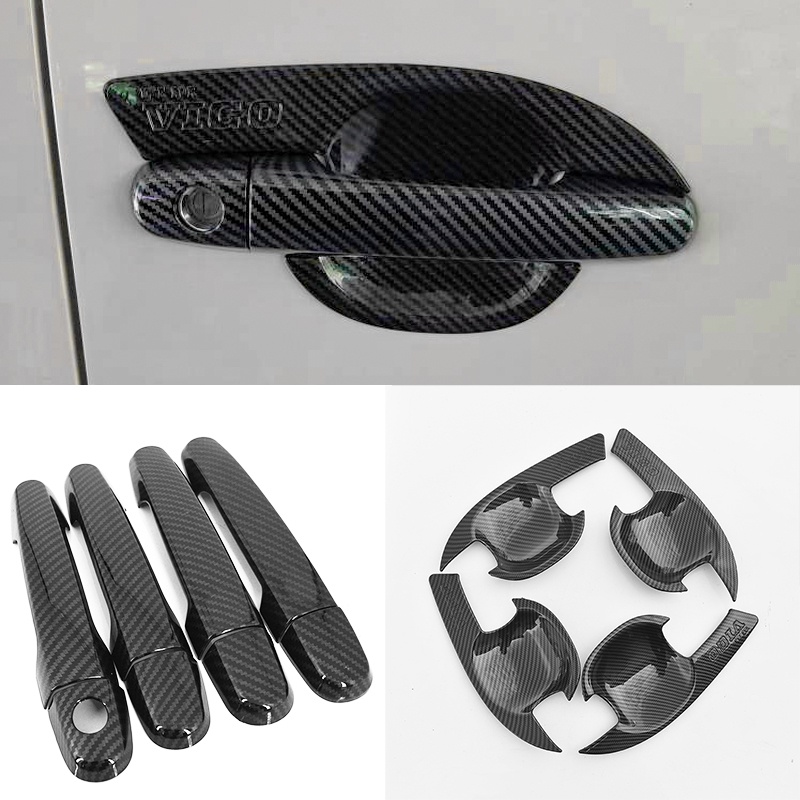 TOYOTA VIGO 2005-2015 Họa Tiết Sợi Carbon Tay Nắm Cửa Ô Tô Bát Bao, VIGO Tay Nắm Cửa Ngoài Bát