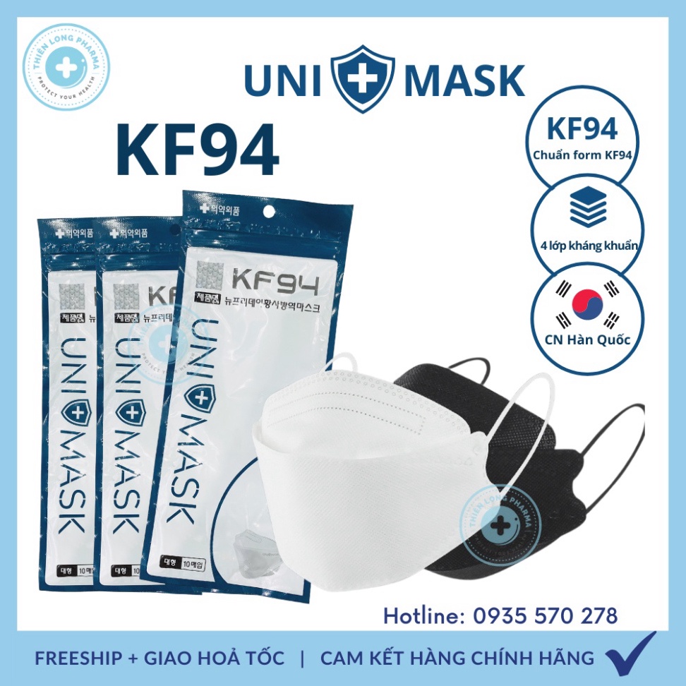 [SET 50 CÁI] Khẩu trang KF94 UNI MASK 4 lớp kháng khuẩn, kiểu dáng 4D Hàn Quốc hàng chính hãng chống bụi mịn LITICNMN