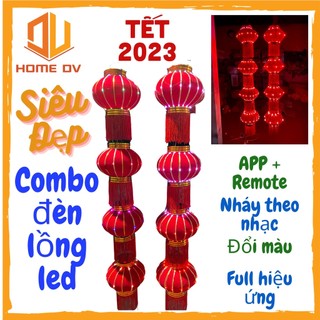 Bộ 4 quả đèn lồng led nháy theo nhạc, đổi màu, nháy đuổi siêu đẹp cho tết 2023