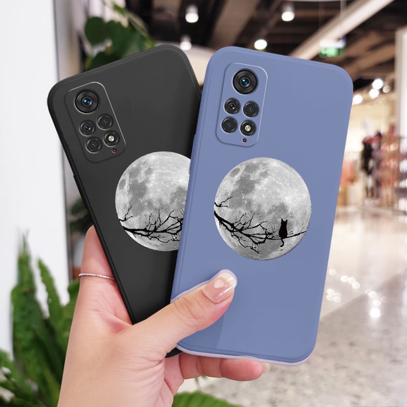 Ốp Điện Thoại Hình Mèo Và Mặt Trăng Sáng Tạo Cho Xiaomi Redmi Note 11 11S 11T Pro Plus + 4G 5G