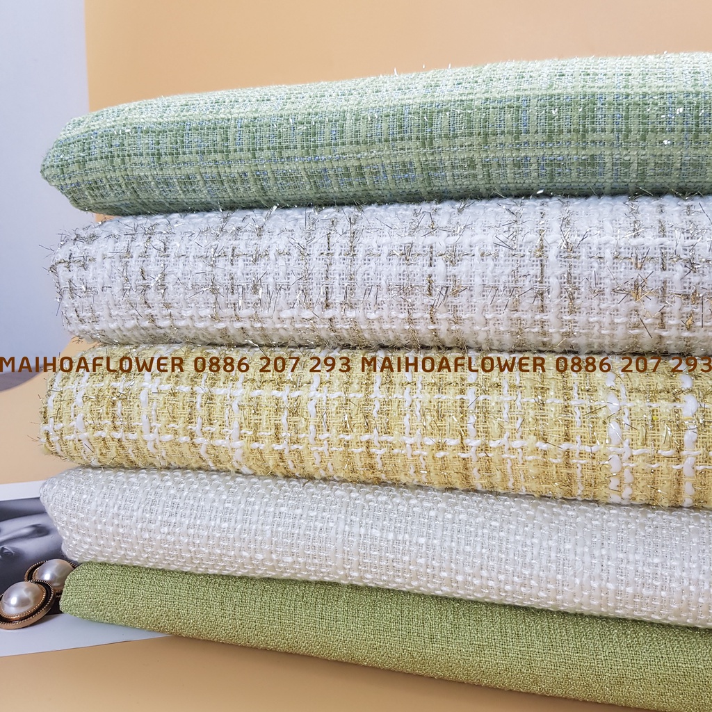 Vải dạ tweed kẻ vải dạ bố dùng may áo vest mùa thu đông, ánh kim tuyến, dày ấm áp, Maihoaflower