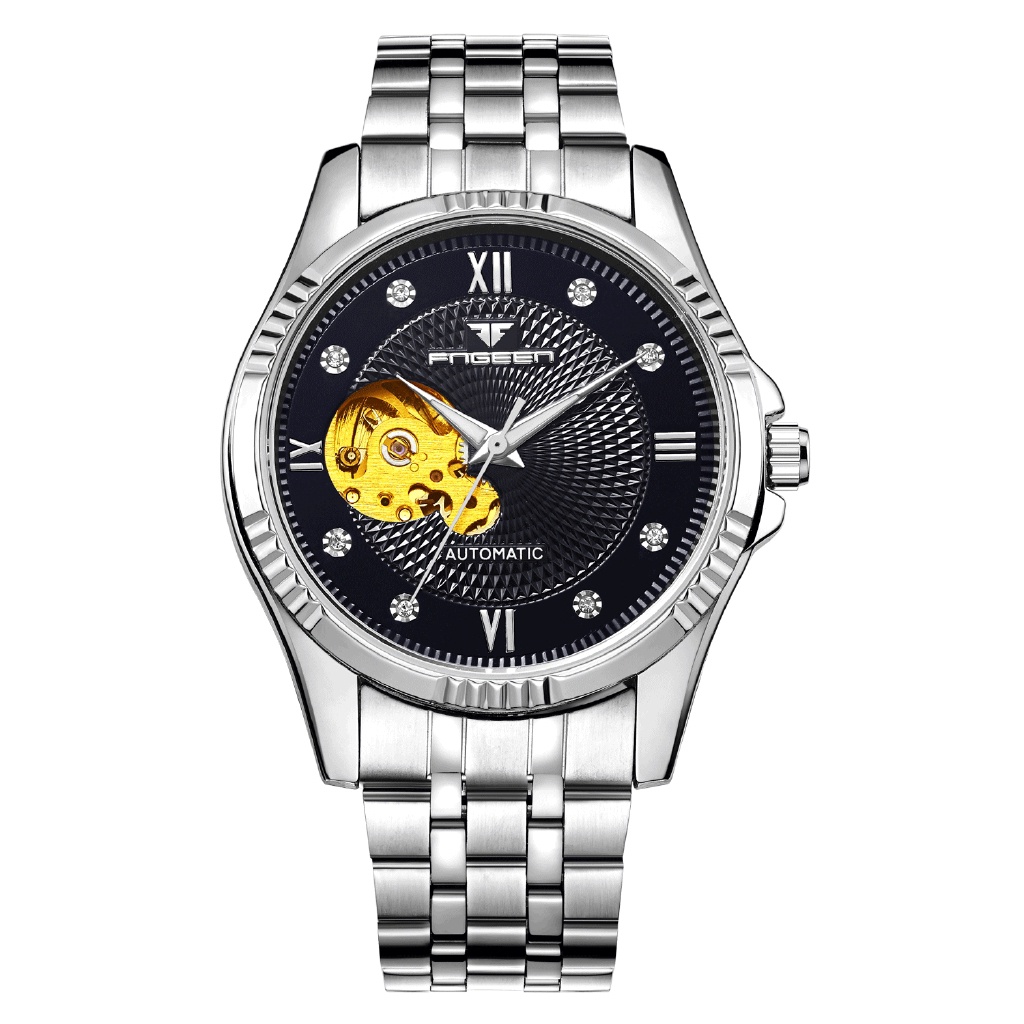 Đồng Hồ Cơ Nam FNGEEN 6810 Lộ Tim Cơ Dây Kim Loại Size 42mm Chống Nước - DONGHO AUTOMATIC