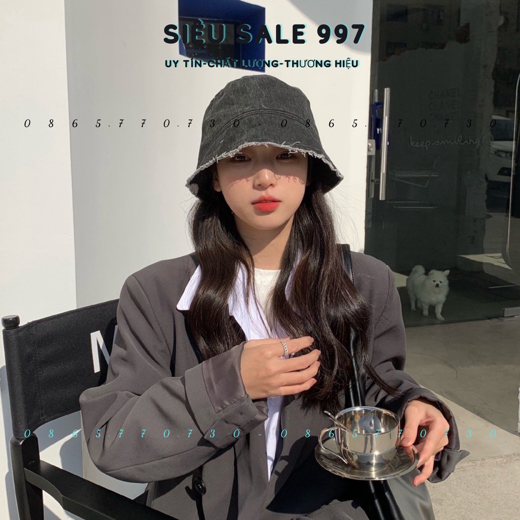 NÓN BO QC DENIM CỤP TRƠN RÁCH TUA NHẸ NHIỀU MÀU DỄ PHỐI ĐỒ