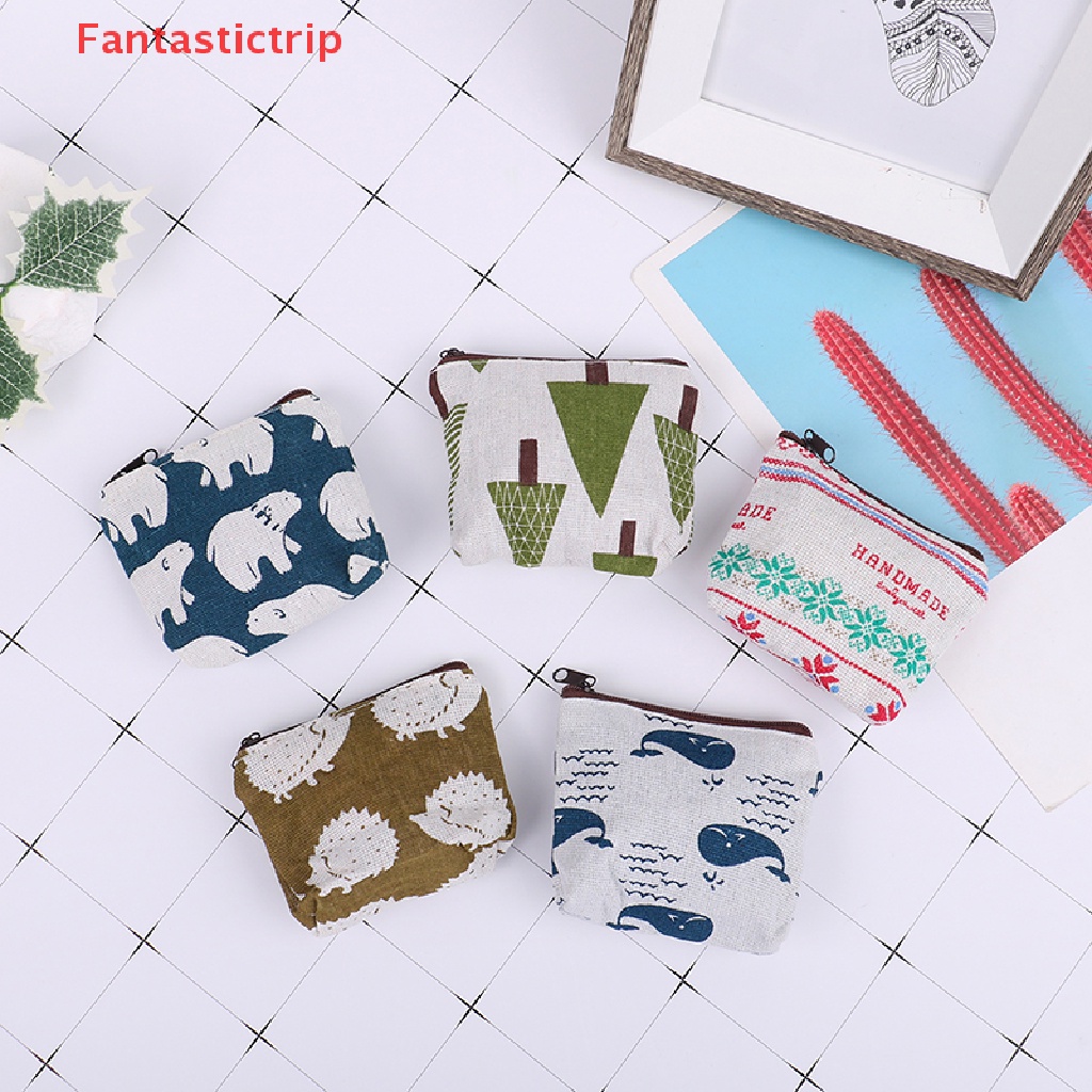 Ví Đựng Tiền Xu / Thẻ Mini In Họa Tiết Đơn Giản Cho Nam Nữ Mới