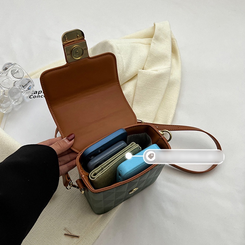 Túi Đựng Điện Thoại Đeo Chéo Họa Tiết Hình Thoi Màu Sắc Dễ Phối Đồ Cho Nữ