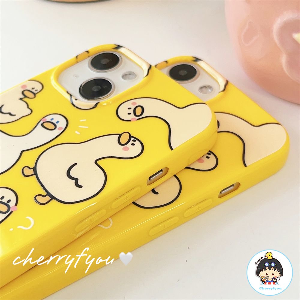 Ốp Điện Thoại TPU Mềm Bóng In Hình Vịt Dễ Thương Chống Nước Cho IPhone 14 13 12 11 Pro Max XS XR 8 7 Plus