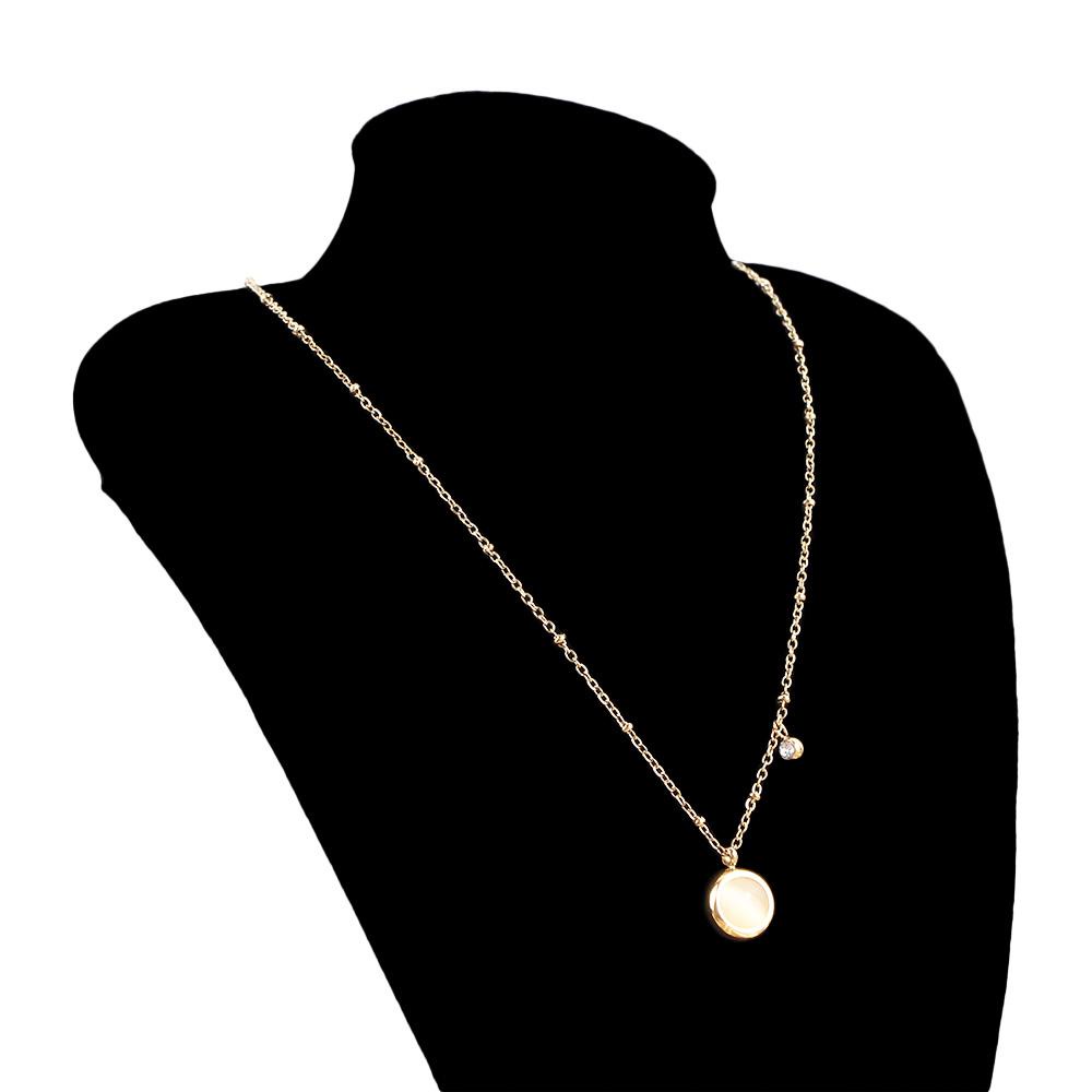 AROMA Vòng Cổ Choker Chất Liệu Thép Titan Đính Đá Opal Đơn Giản Cho Nữ