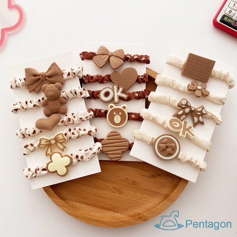 Set 5 Dây Cột Tóc Co Giãn Đính Nơ Dễ Thương Cho Bé Gái