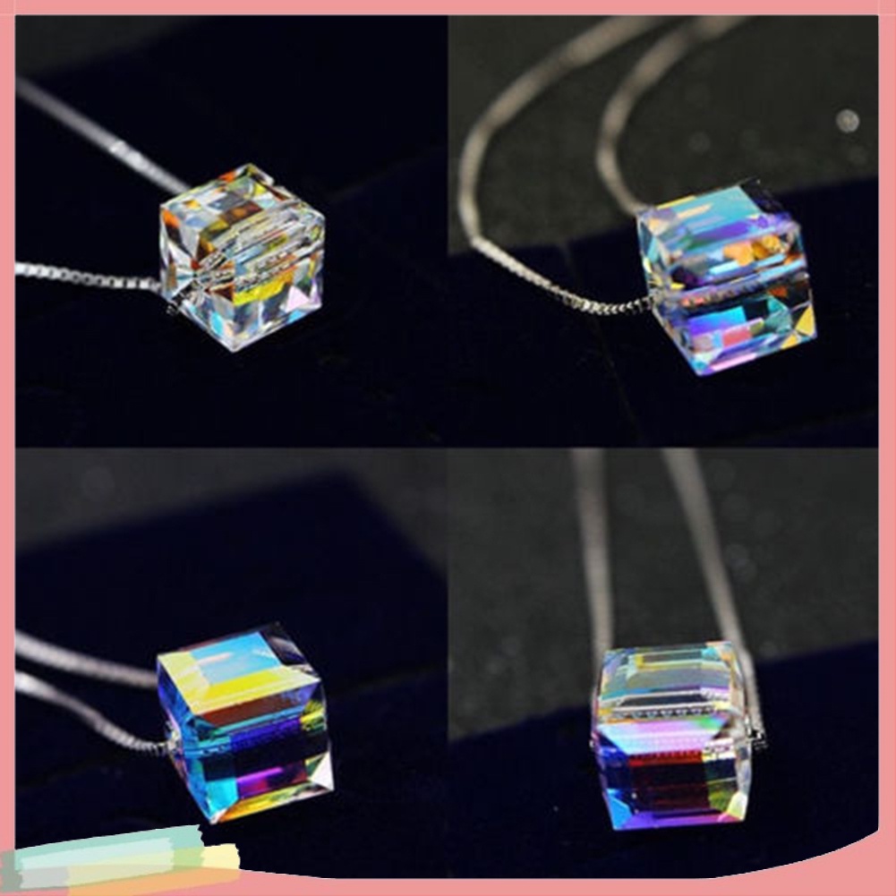 Dây chuyền mặt khối lập phương đa sắc thời trang