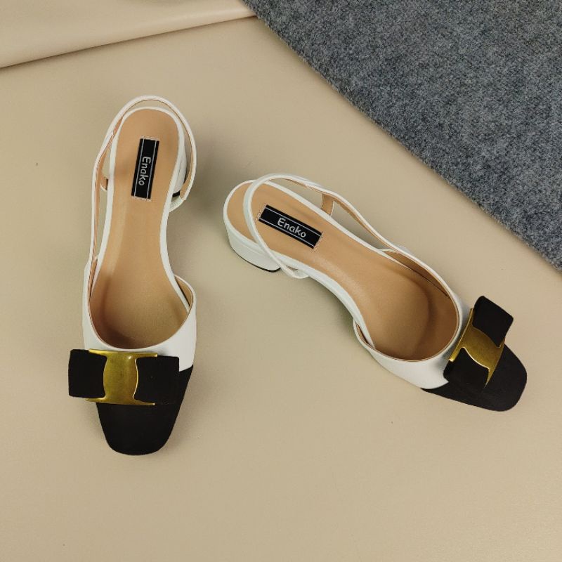 Giầy slingback cao gót enako tp13640- mũi vuông gót trụ cao 4cm