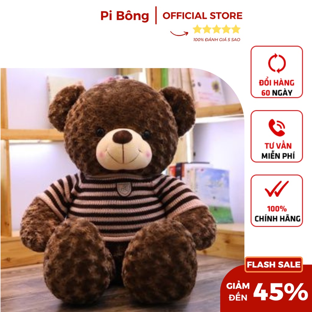 Gấu bông Teddy Pi Bông nhiều màu sắc, mặc áo len kích thước lớn cực xinh vải cực mềm mịn, êm ái, thích hợp làm quà tặng