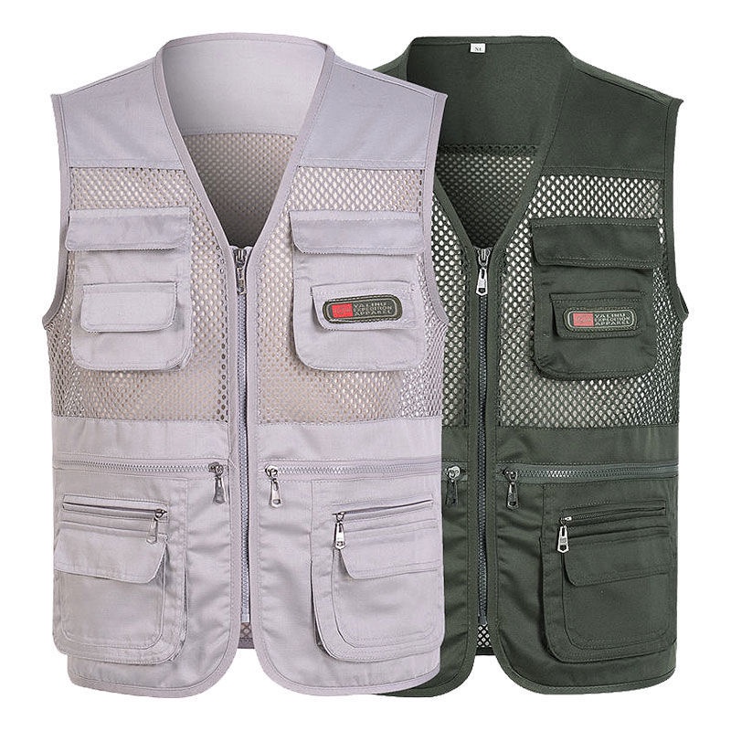 áo khoác bomber nam nỉ áo khoác dù gió Áo Ba Lỗ Vải Lụa Lạnh Mỏng Nhiều Túi Thời Trang Xuân Thu Cho Nam