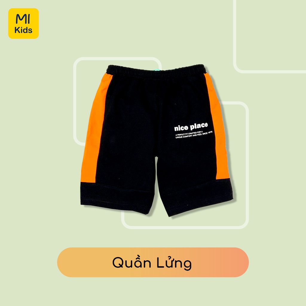 Quần short bé trai In Chữ Nice Place phong cách, Thun Cotton Mềm mịn thoáng mát Cho Bé đến 55Kg mặc nhà đi học đi chơi