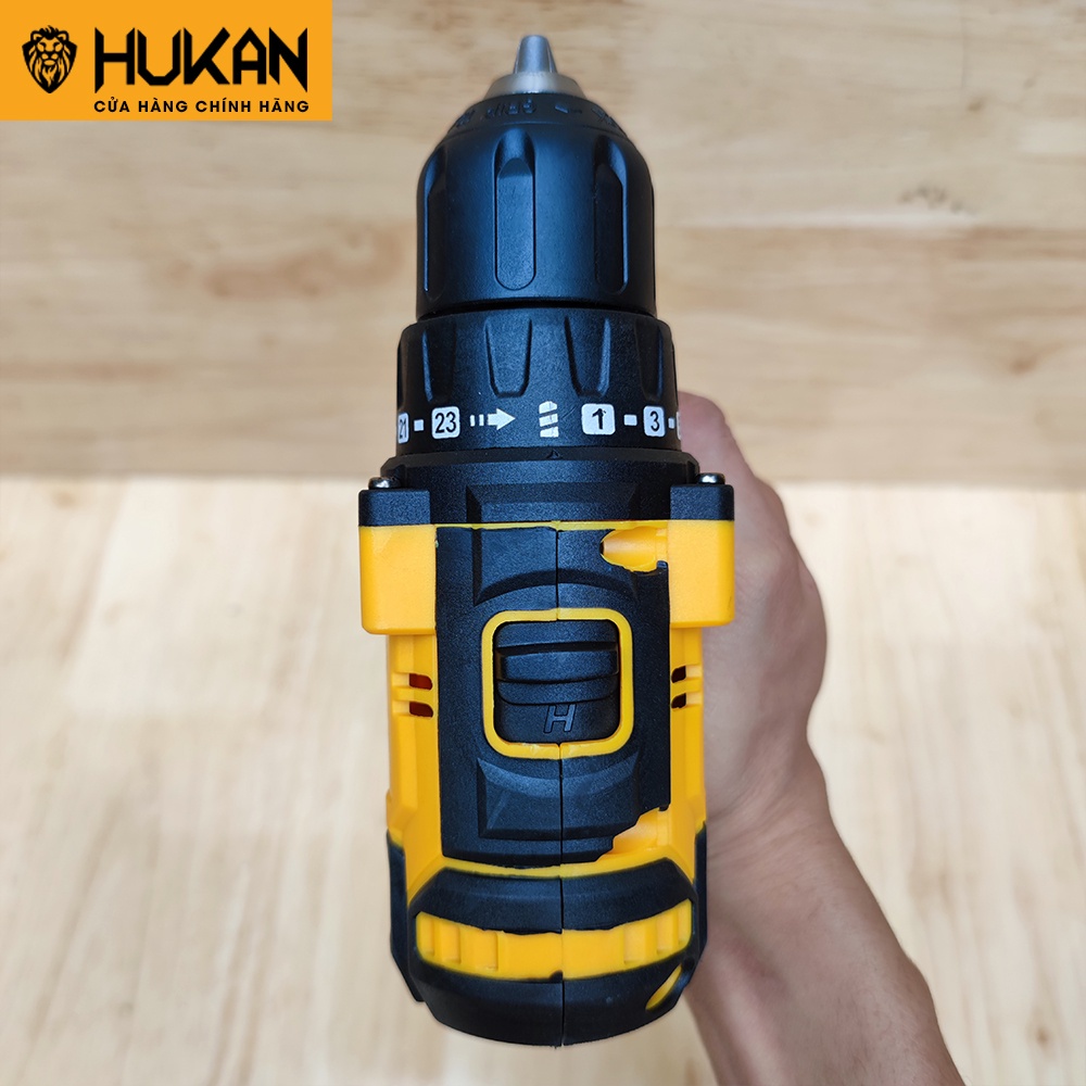 Máy khoan pin HUKAN 18V 4 cell Model HK-XC5 không chổi than tặng kèm 2 mũi khoan giá tốt
