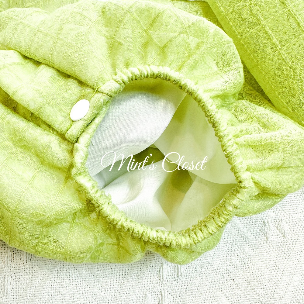 Bodysuit cho bé gái sơ sinh kèm nón cho bé cổ tàu màu xanh lá MINTSCLOSET Mint's Closet 0 1 2 tuổi  - BS6002 - BS6100