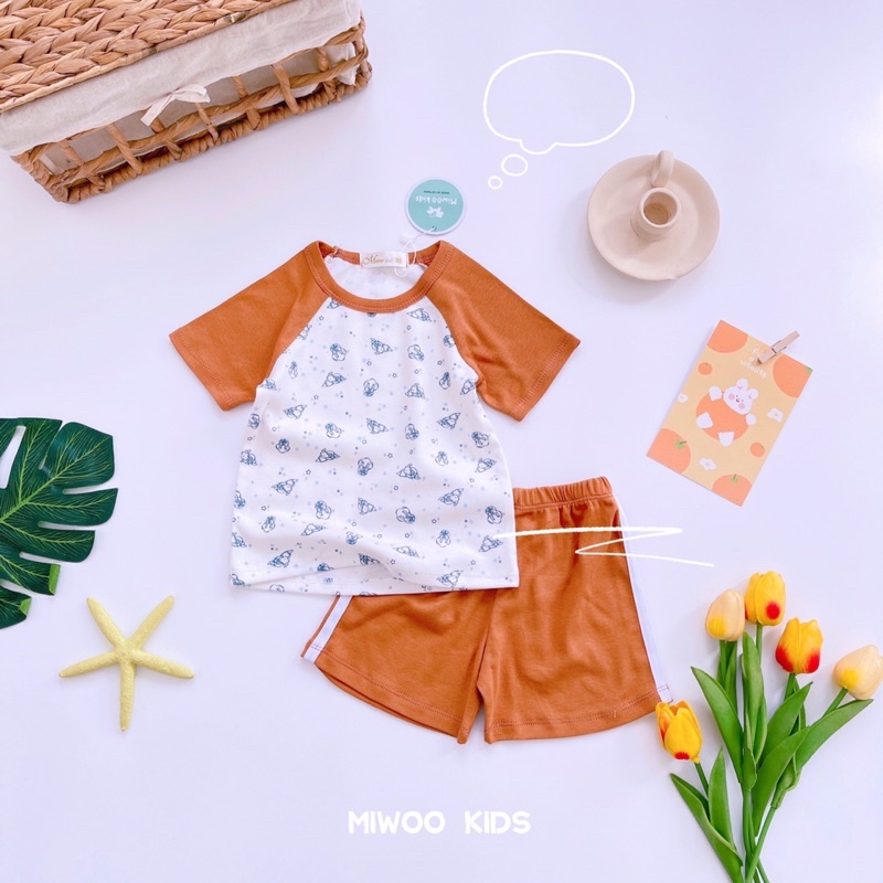 Bộ cộc cotton bozip cho bé ❤️freeship ❤️ đồ bộ bé trai bé gái dễ thương