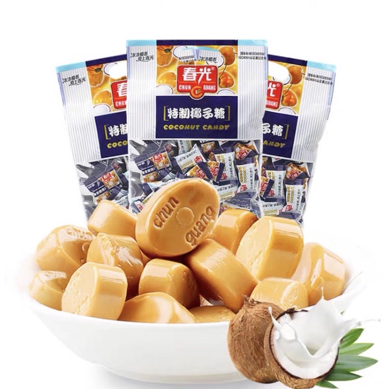 Kẹo Dừa Đảo Hải Nam Đặc Sản Trung Quốc, Kẹo Dừa Dạng Viên Cứng Gói 228g Và 550g