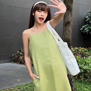 Đầm Maxi Suông Xanh Cốm 1 Túi