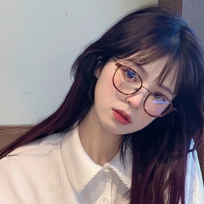 Mắt Kính Gọng Tròn Bằng Kim Loại Siêu Nhẹ Chống Ánh Sáng Xanh Thời Trang Phong Cách Hàn Quốc Cho Nữ