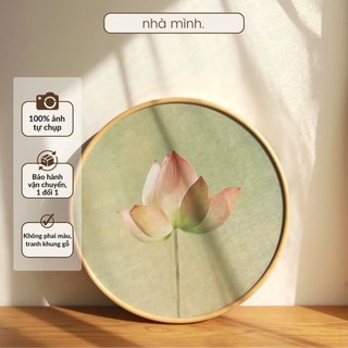  Tranh Hoa Sen Tròn Khung Gỗ Loại 1 Đường Kính 50cm Tranh Sen Treo Tường Decor Trang Trí 