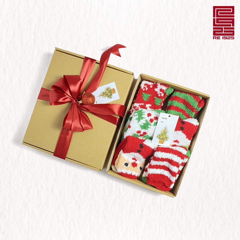 Dịch vụ gói quà đi kèm dịp 20/10 và Giáng sinh Noel - Hộp nắp gài đựng quà tặng kèm thiệp và nơ buộc Re1925 Studio HQ01