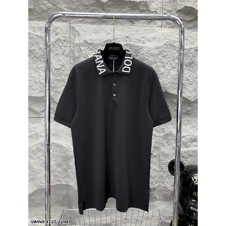 Áo Polo Nam Đen Trắng Viền Cổ Thêu Chữ DG Vải Mềm Mịn - Áo Phông Nam Cổ Bẻ Viền Cổ DG Cao Cấp