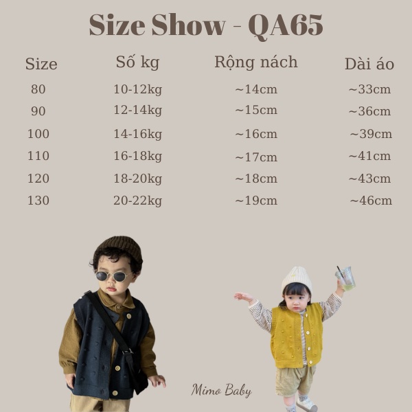 Áo gile len dệt kim họa tiết bi nổi mùa thu đông cho bé phong cách vintage QA65 Mimo Baby