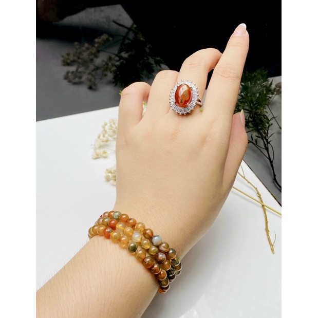 Vòng tay đá mã não rêu thuỷ tảo siêu đẹp  có kiểm định