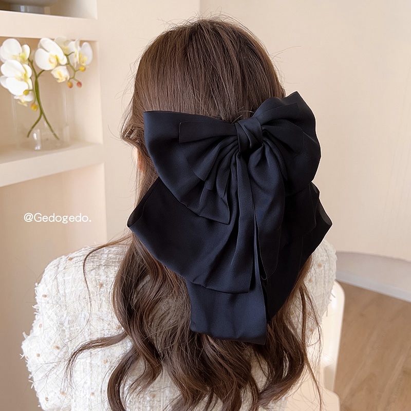 Kẹp Tóc Đính Nơ Ruy Băng Satin Cao Cấp Thời Trang Hàn Quốc Cho Nữ