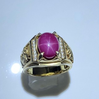 Nhẫn Đính Đá Ruby Sao Yên Bái Tự Nhiên, Kích Thước 12x9x7mm, Trọng Lượng 7carat ,Cao Cấp, May Mắn, D96