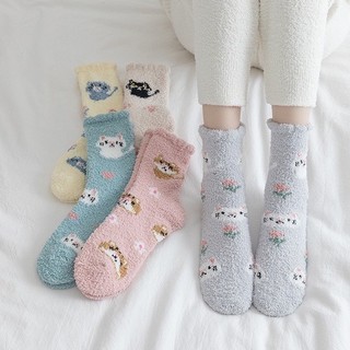 TLB31 Tất len bông tất lông cừu dày giữ ấm hình thú hoạt hình dễ thương