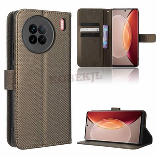 Vivo X90 5G Flip Diamond PU Leather Wallet Khe cắm thẻ Vỏ điện thoại Vivo X90 X80 X70 X60 Pro VivoX90 X90Pro Plus