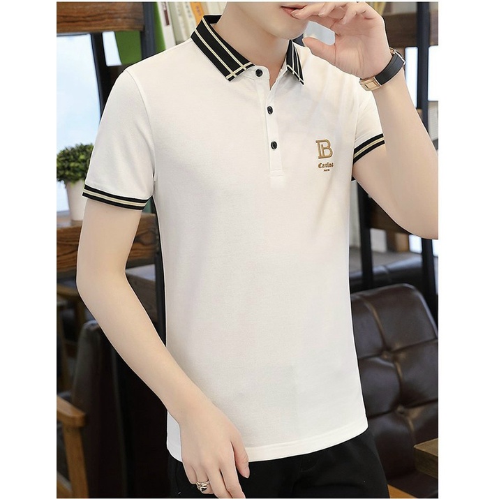 Áo Thun Nam, Áo Polo Nam Có Cổ Cotton Cao Cấp mẫu mới 2022 Thêu cổ chữ ngực trái cực đẹp trắng đen sang trọng lịch lãm