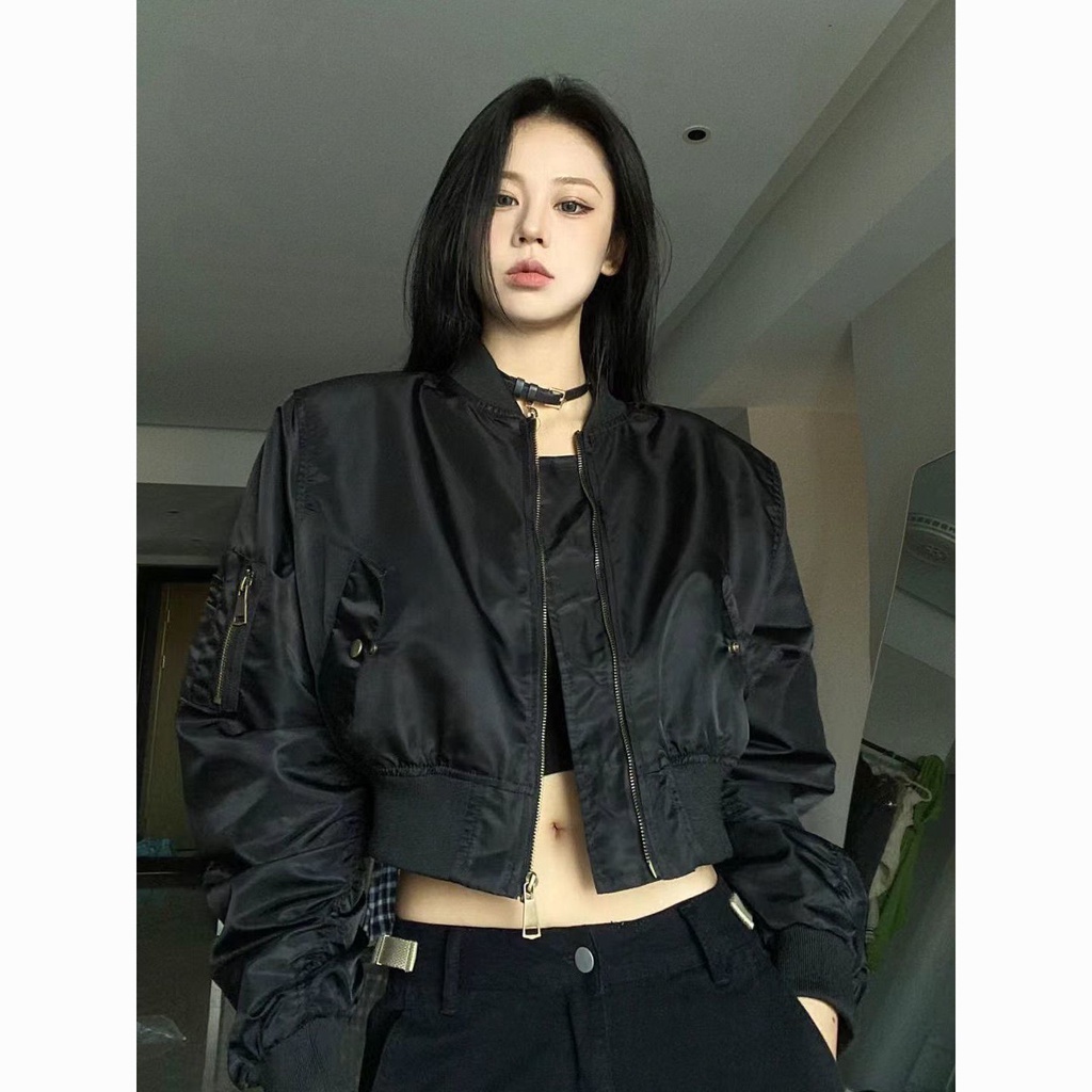 Áo Khoác Bomber Dáng Ngắn Phong Cách Hàn Quốc Thời Trang Xuân Thu Mới Cho Nữ