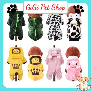 Quần áo khủng long cho chó mèo vải nhung nỉ giữ ấm thu đông dễ thương cute phụ kiện thú cưng - GiGi Pet Shop
