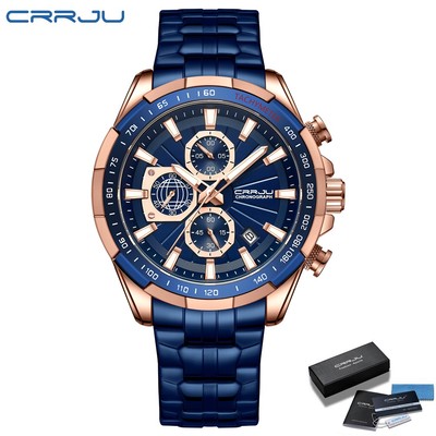 Đồng hồ thạch anh CRRJU 2305 S chạy kim chất liệu thép không gỉ chống thấm nước kèm hộp sang trọng