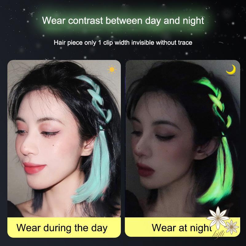 Tóc Giả Dạ Quang Hấp Thụ Ánh Sáng Đầu Tiên / Tóc Thẳng Nối Dài