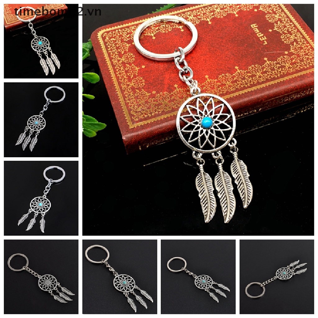 {Thời Trang Mới} Móc Khóa Kim Loại Hình Lưới Giấc Mơ Lông Vũ Tua Rua.