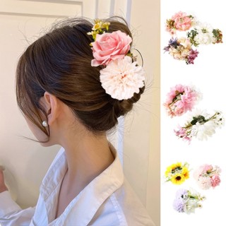 Kẹp tóc càng cua đính hoa giả thời trang cho nữ