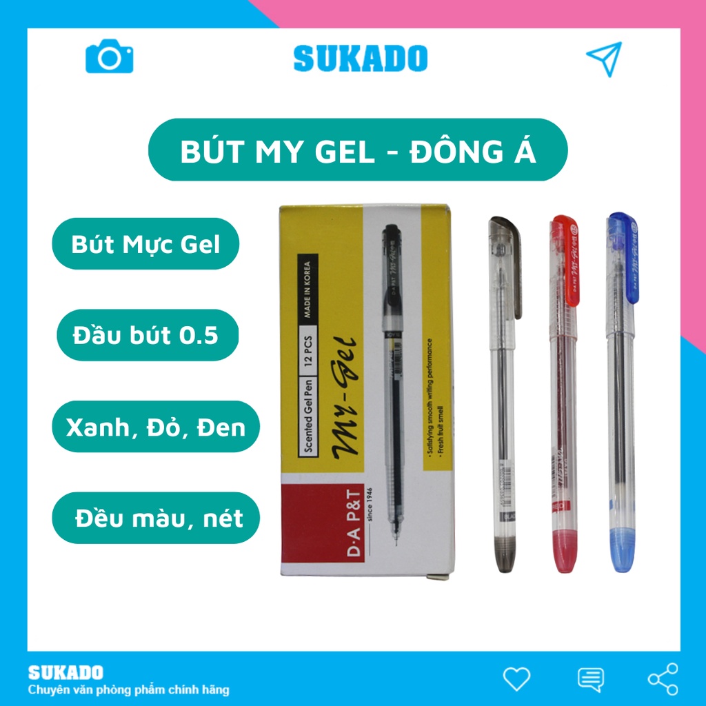 Bút bi gel My Gel Đông Á 0.5mm [Hộp 12 cây] SUKADO